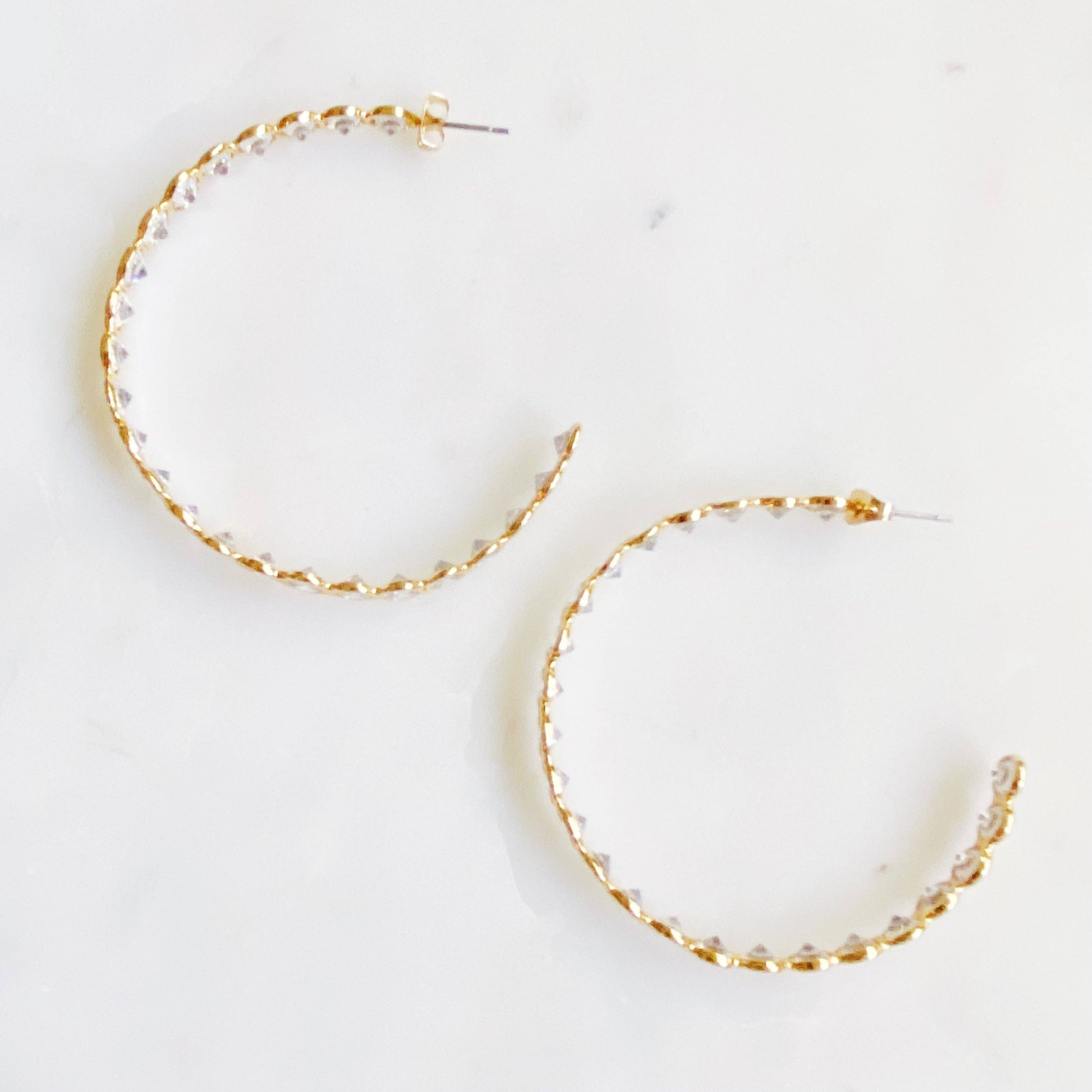 Floating Crystal Hoop Earrings: Statement