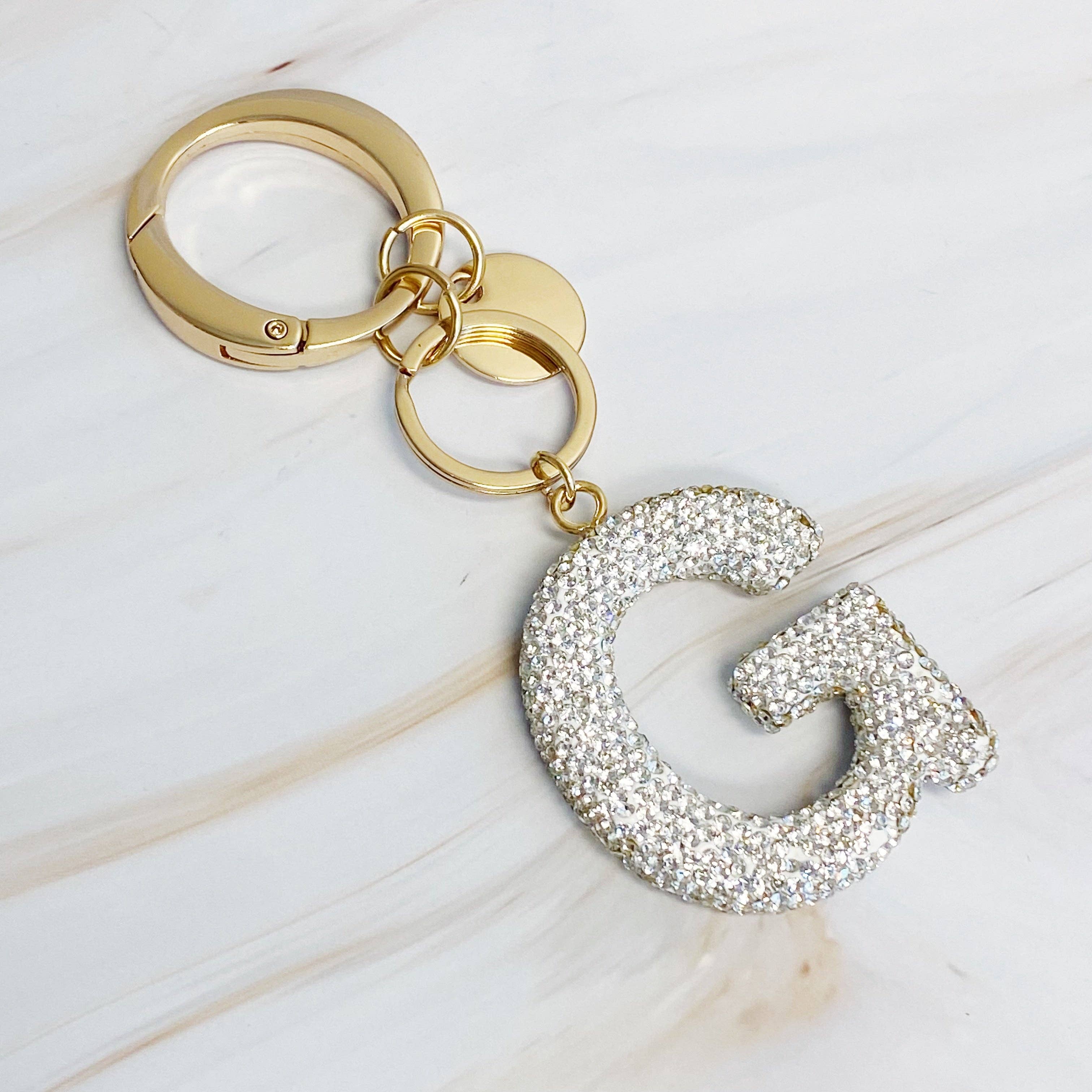 It Girl Glam Initial Key Chain: R / Black Diamonds