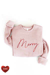 MERRY FOIL Graphic Sweatshirt: L / MAROON