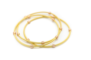 Gold Beaded Dia® Bracelets: Rose Gold / 7" / 3