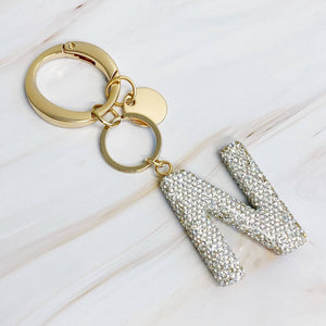 It Girl Glam Initial Key Chain: T / Crystal Clear