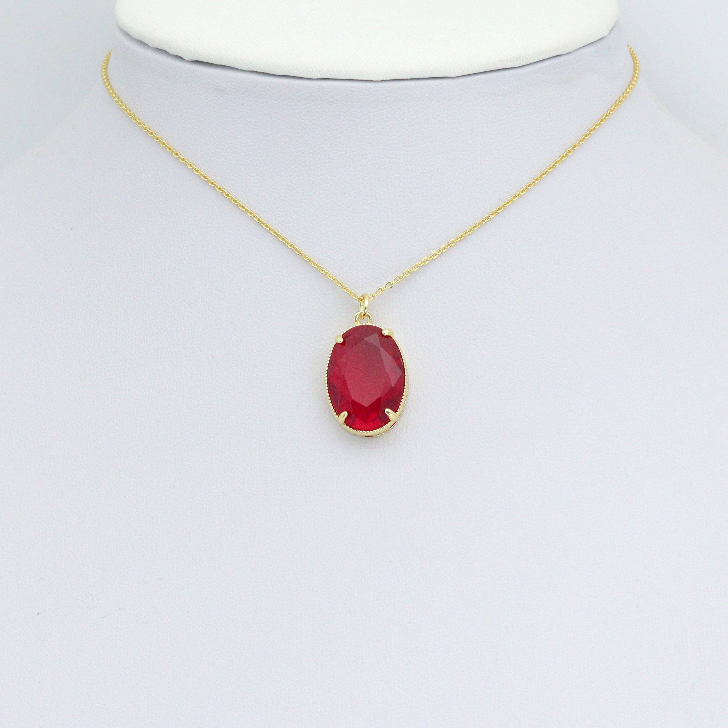 Red Oval Charm Pendant, Sku#LK1122