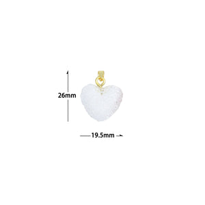 White Red Puffy Heart Charm Pendant,Sku#LD720: White