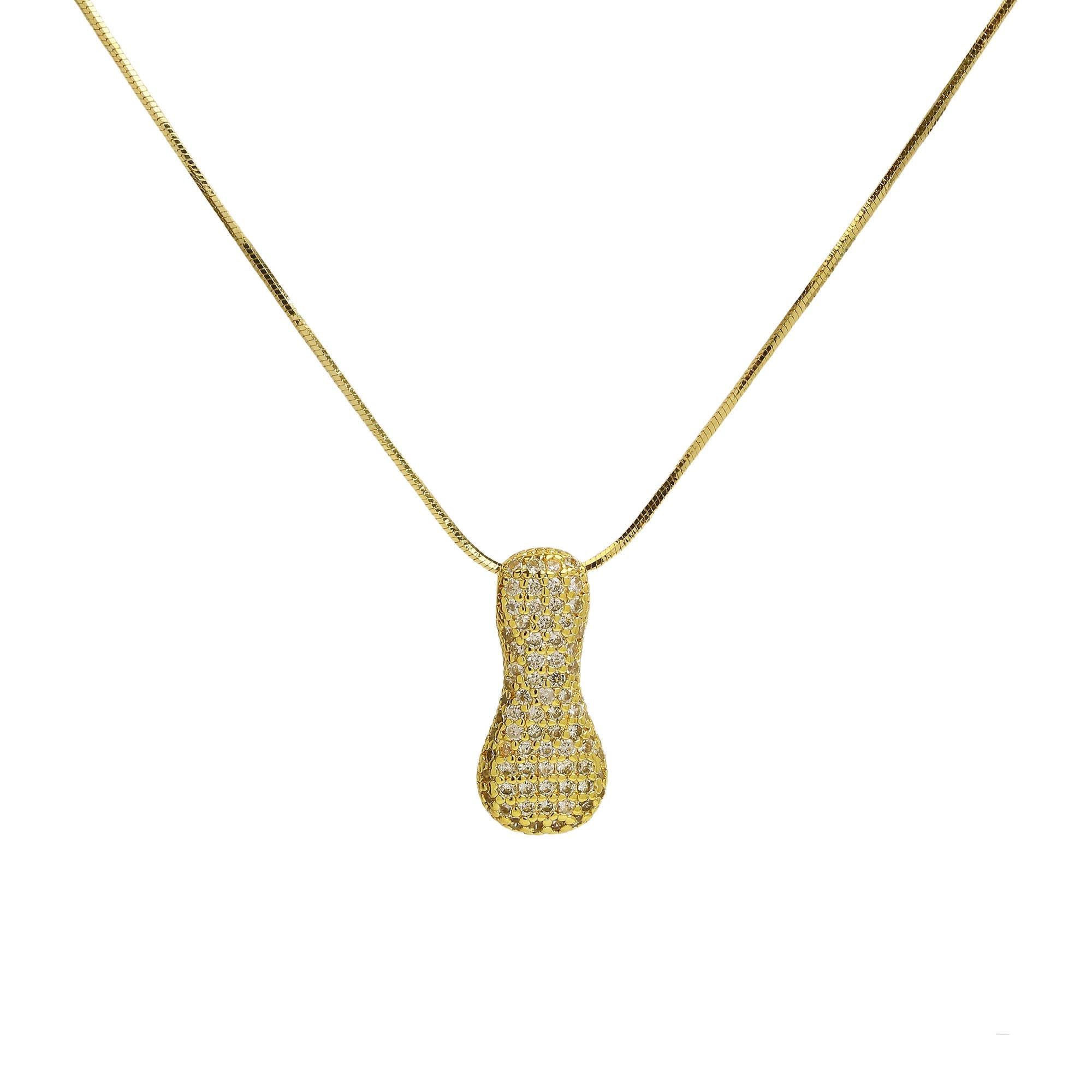 Initial Waterdrop 18K Gold Necklace: H / CZ Rhinestone Gold Filled