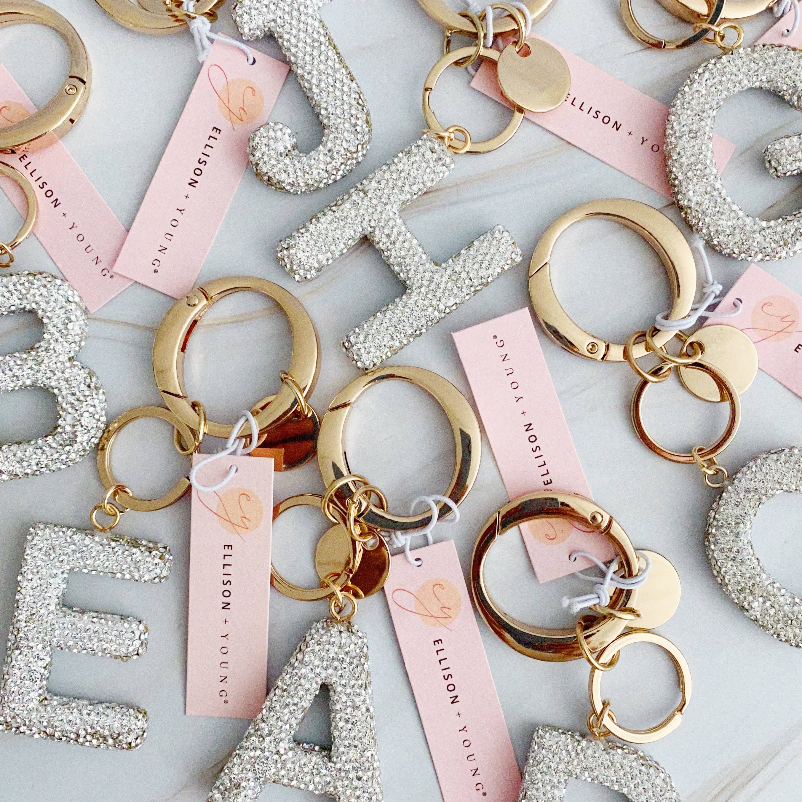 It Girl Glam Initial Key Chain: L / Crystal Clear