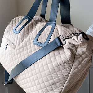 Quilted Weekender In Off White Or Beige: Off White