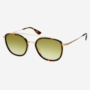 Weston Acetate Round Unisex Sunglasses: Tortoise / Fade Green