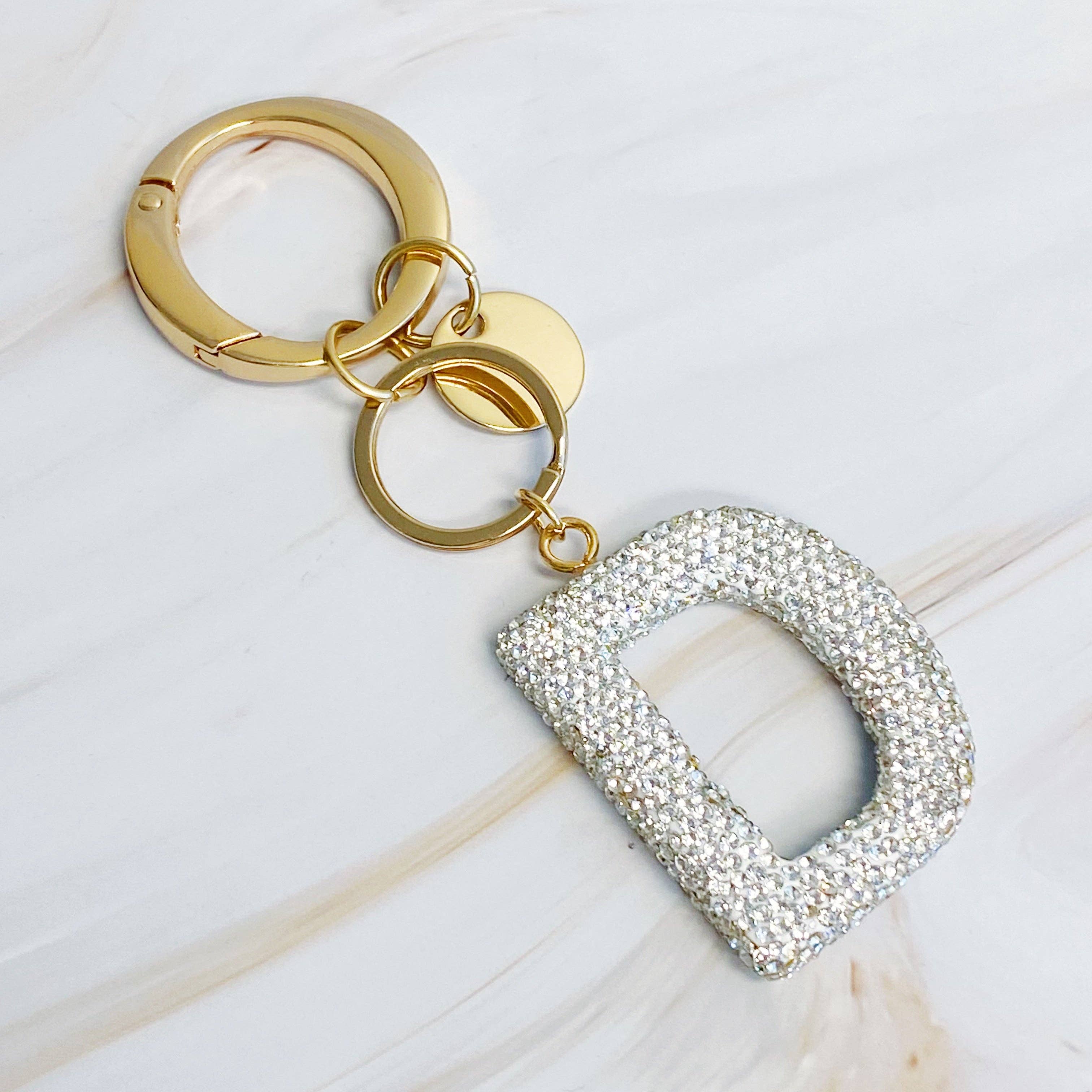 It Girl Glam Initial Key Chain: R / Black Diamonds