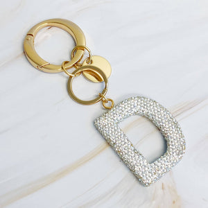 It Girl Glam Initial Key Chain: R / Black Diamonds