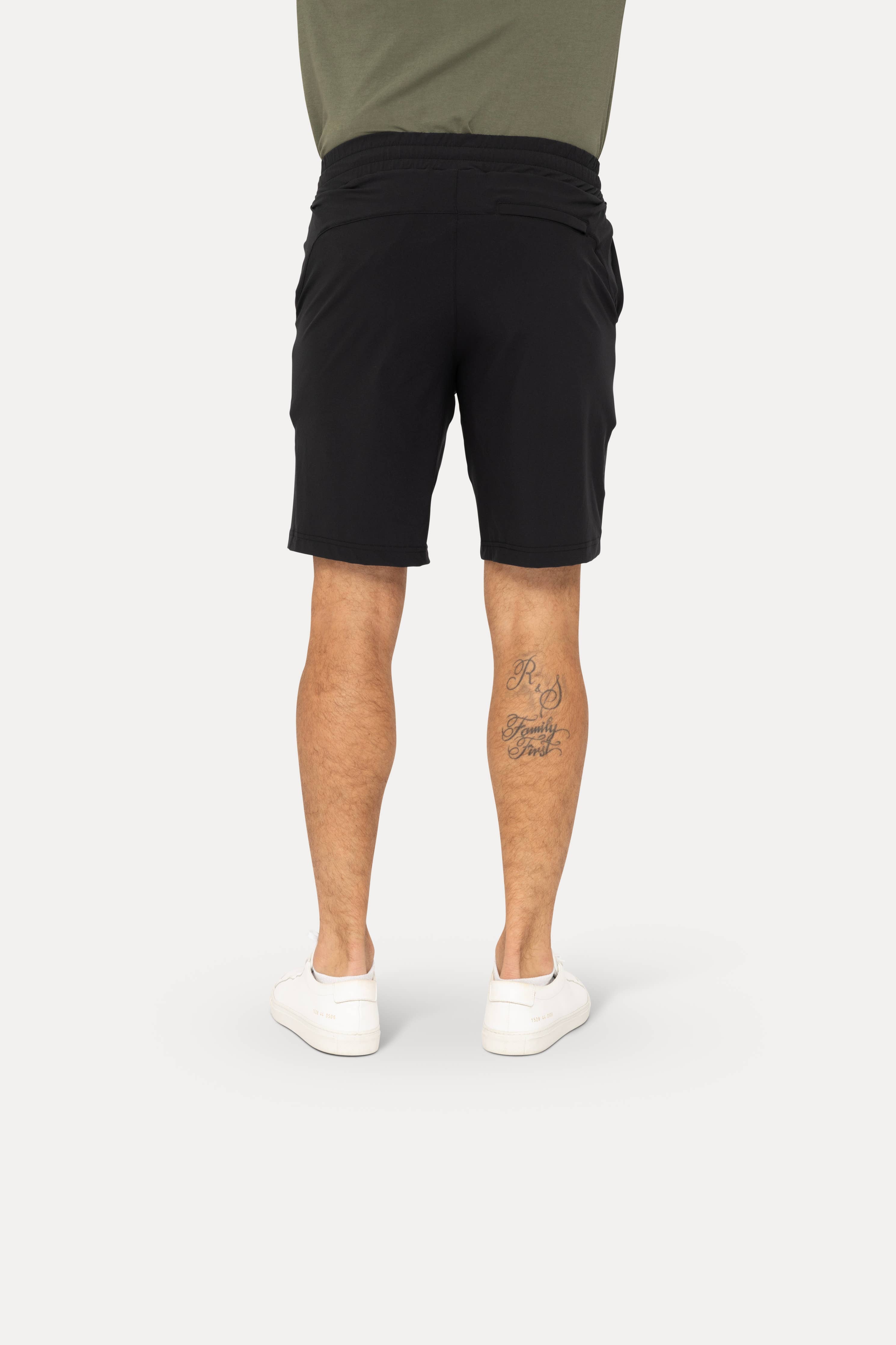 Drawstring Shorts with Pockets: BLACK OLIVE / S:M:L:XL