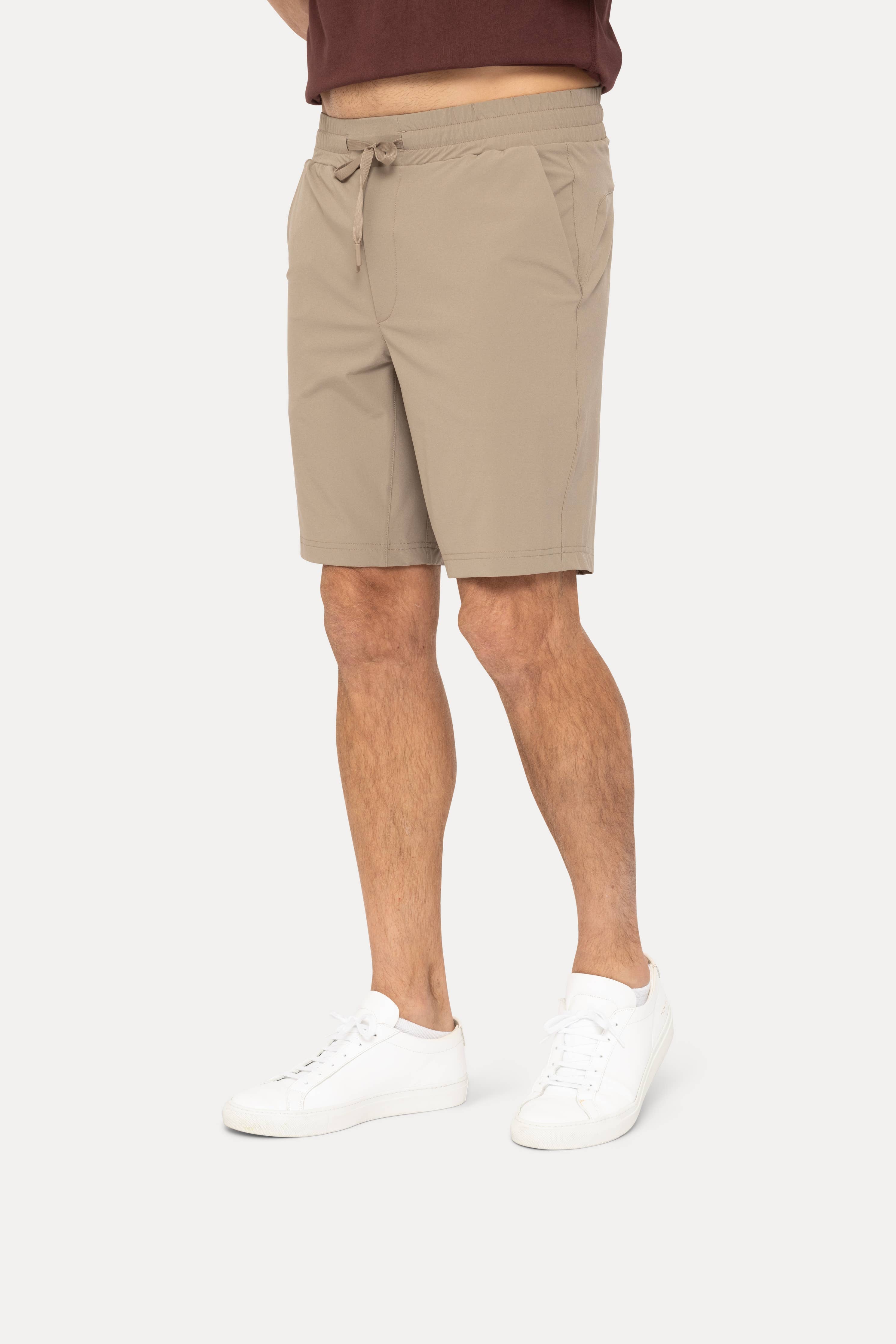 Drawstring Shorts with Pockets: BLACK OLIVE / S:M:L:XL