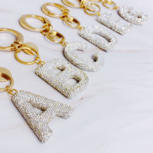 It Girl Glam Initial Key Chain: T / Crystal Clear