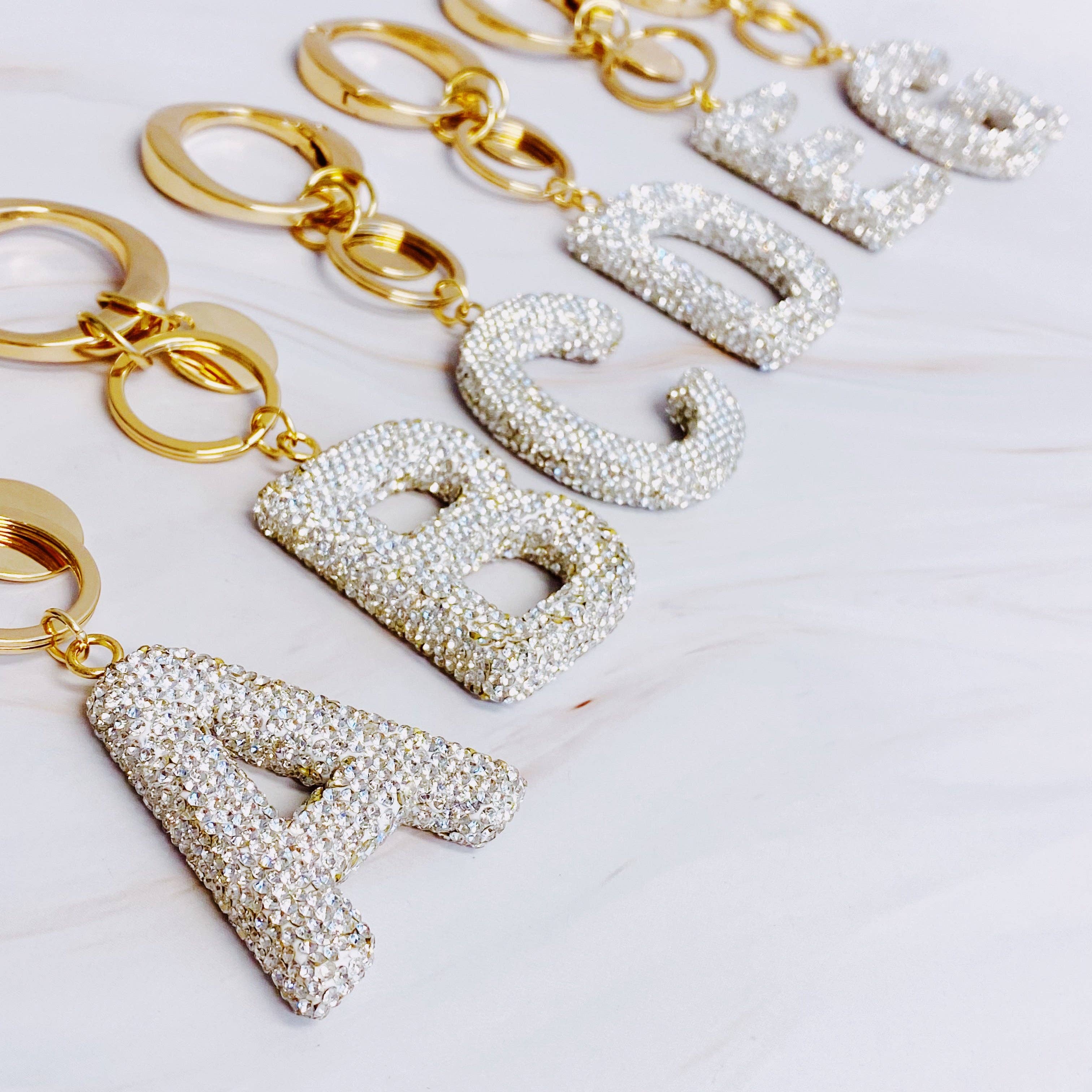 It Girl Glam Initial Key Chain: J / Black Diamonds