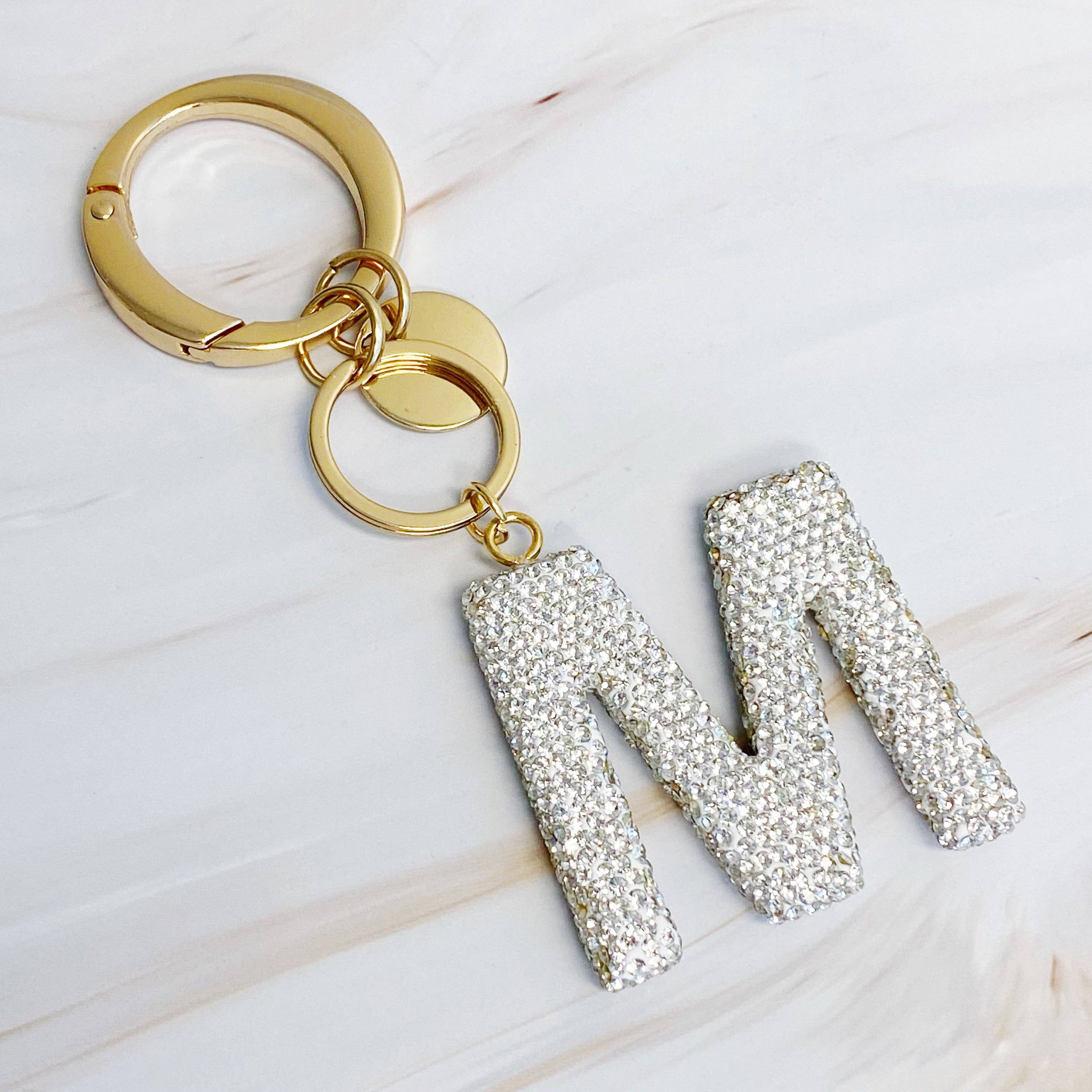 It Girl Glam Initial Key Chain: T / Crystal Clear