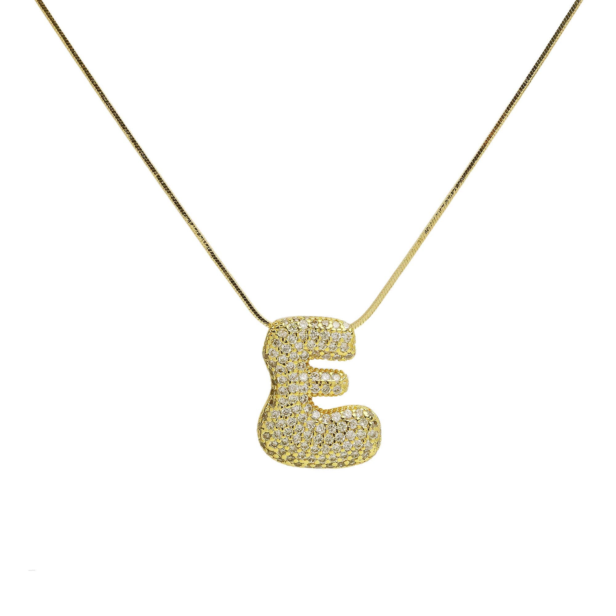 Initial Waterdrop 18K Gold Necklace: H / CZ Rhinestone Gold Filled