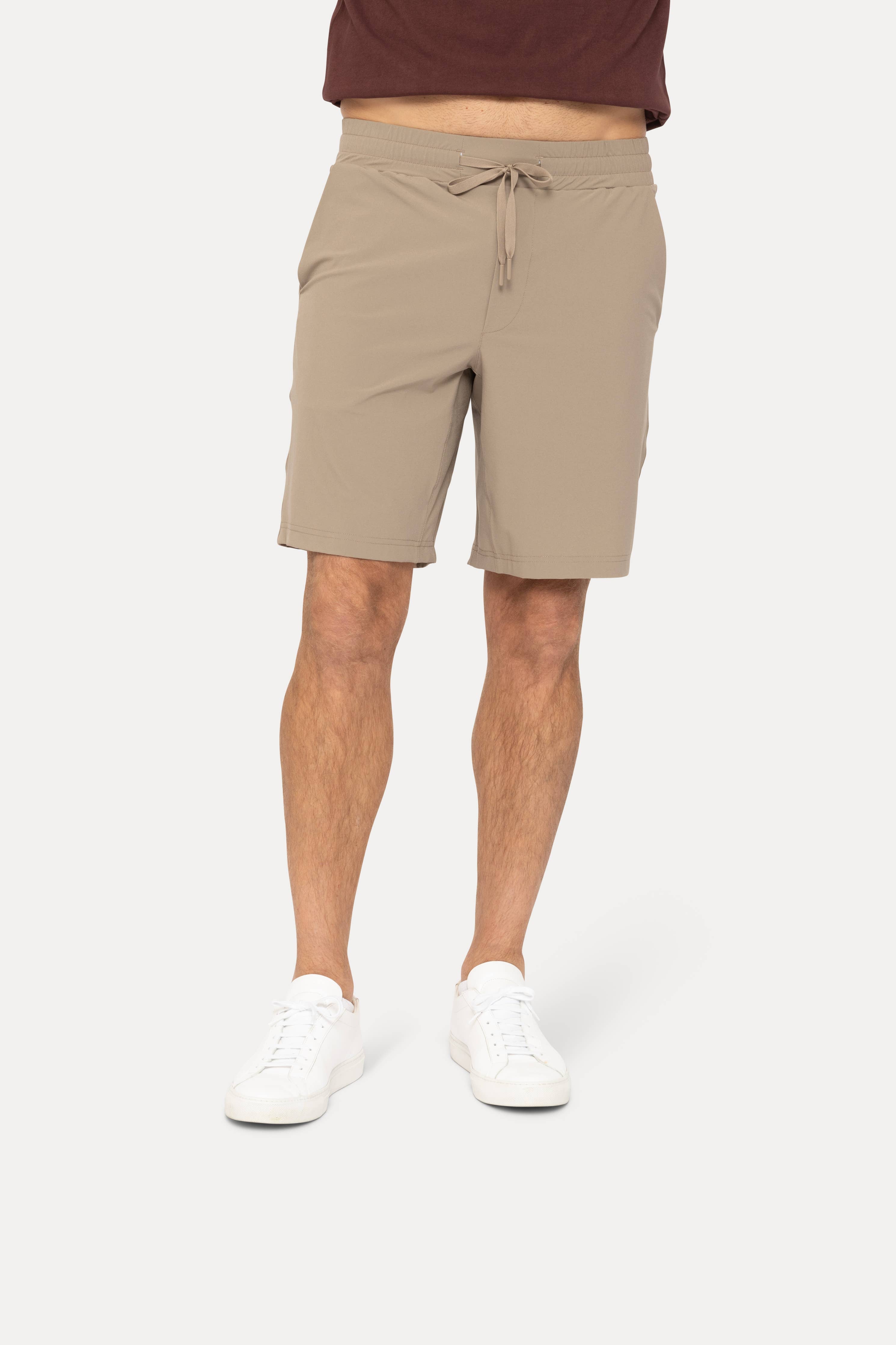 Drawstring Shorts with Pockets: BLACK OLIVE / S:M:L:XL