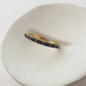 Crystal Lined Baguette Ring: Gold / S/M / Crystal Clear