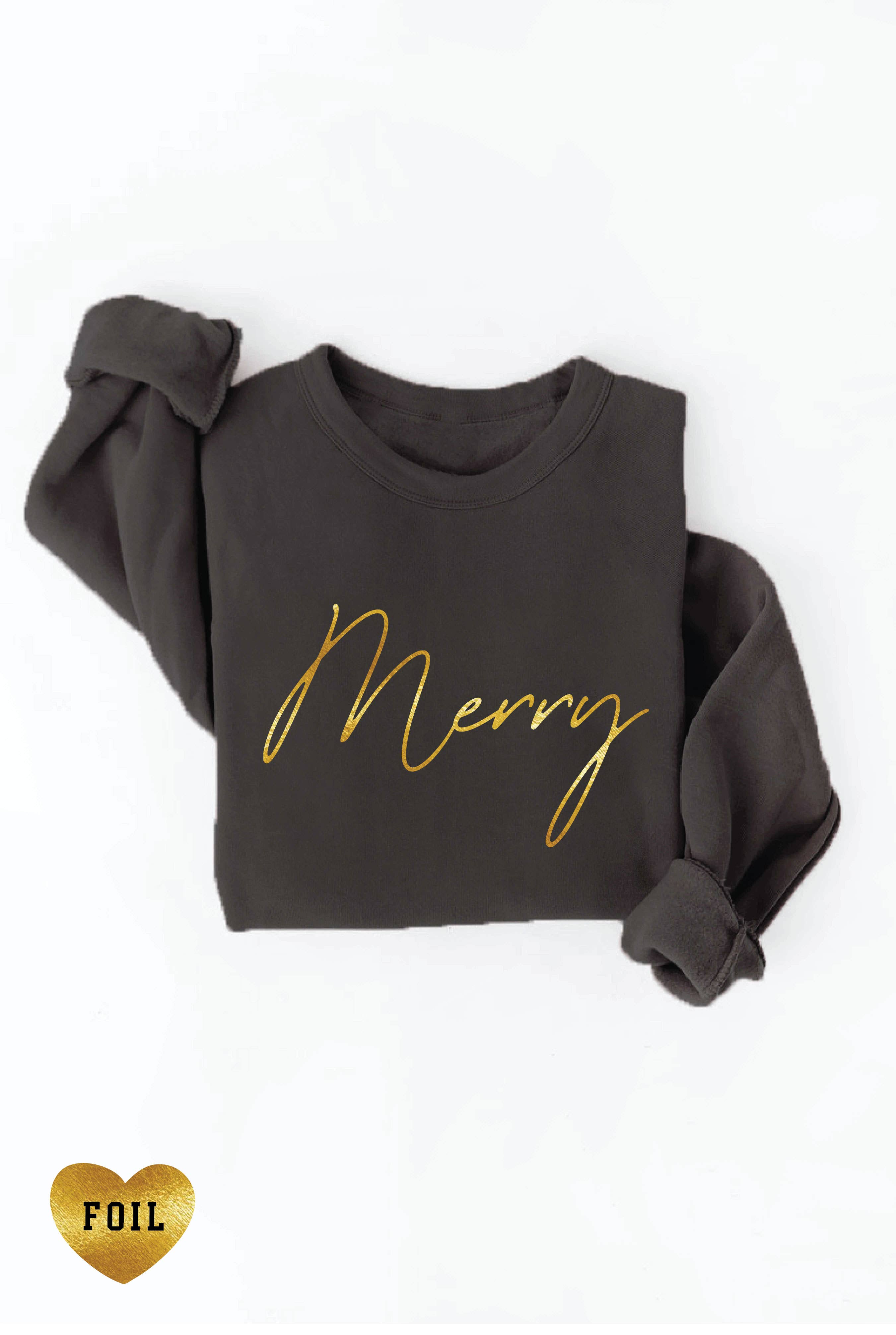 MERRY FOIL Graphic Sweatshirt: M / MAROON