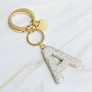 It Girl Glam Initial Key Chain: J / Black Diamonds