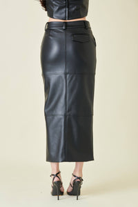 Isla -LEATHER PENCIL SKIRT WITH SEAM DETAIL