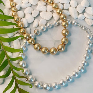 Precious Ball And Bead Necklace: Gold