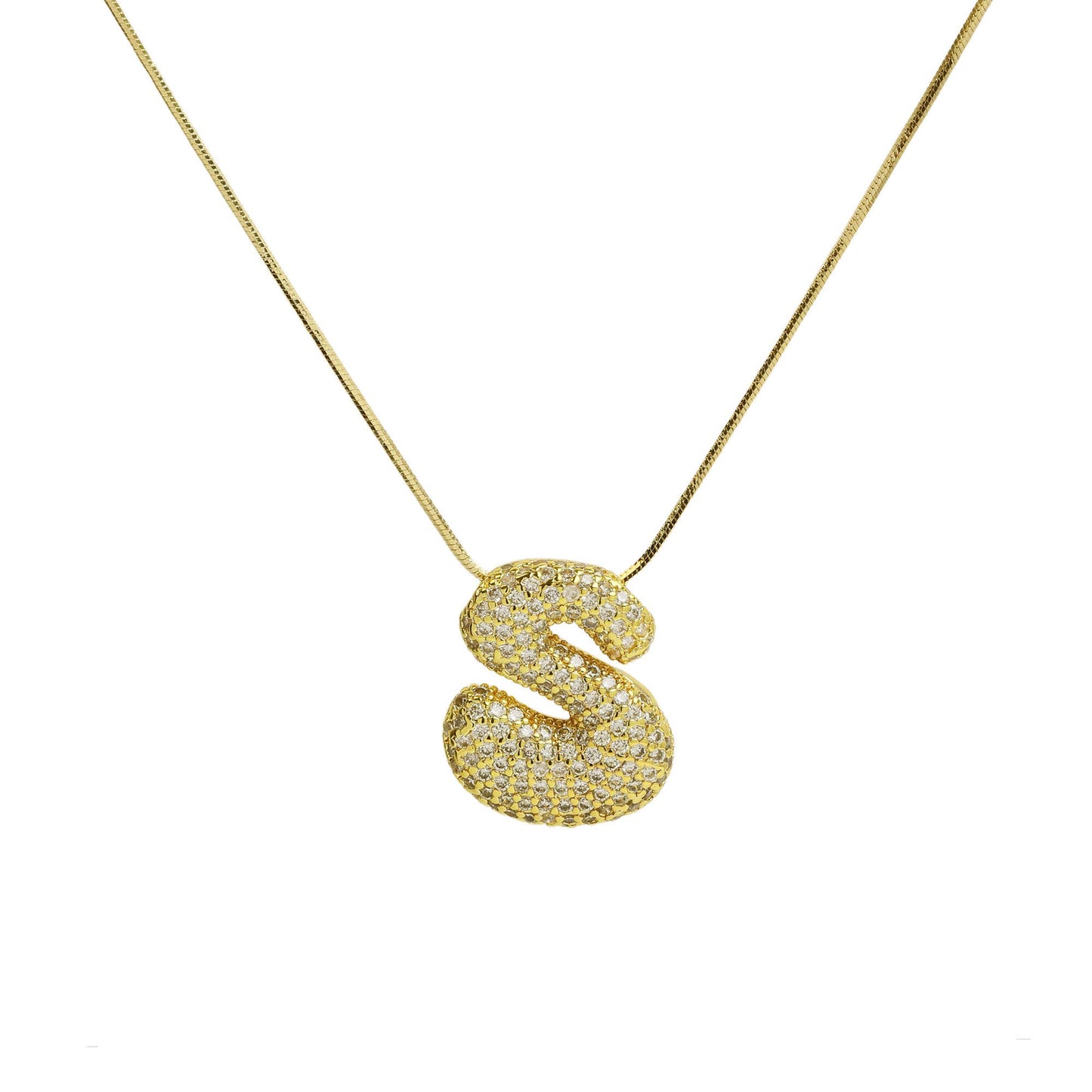 Initial Waterdrop 18K Gold Necklace: T / Smooth Gold Filled