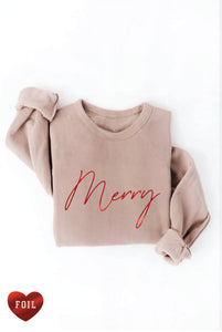 MERRY FOIL Graphic Sweatshirt: M / DARK H. SAGE