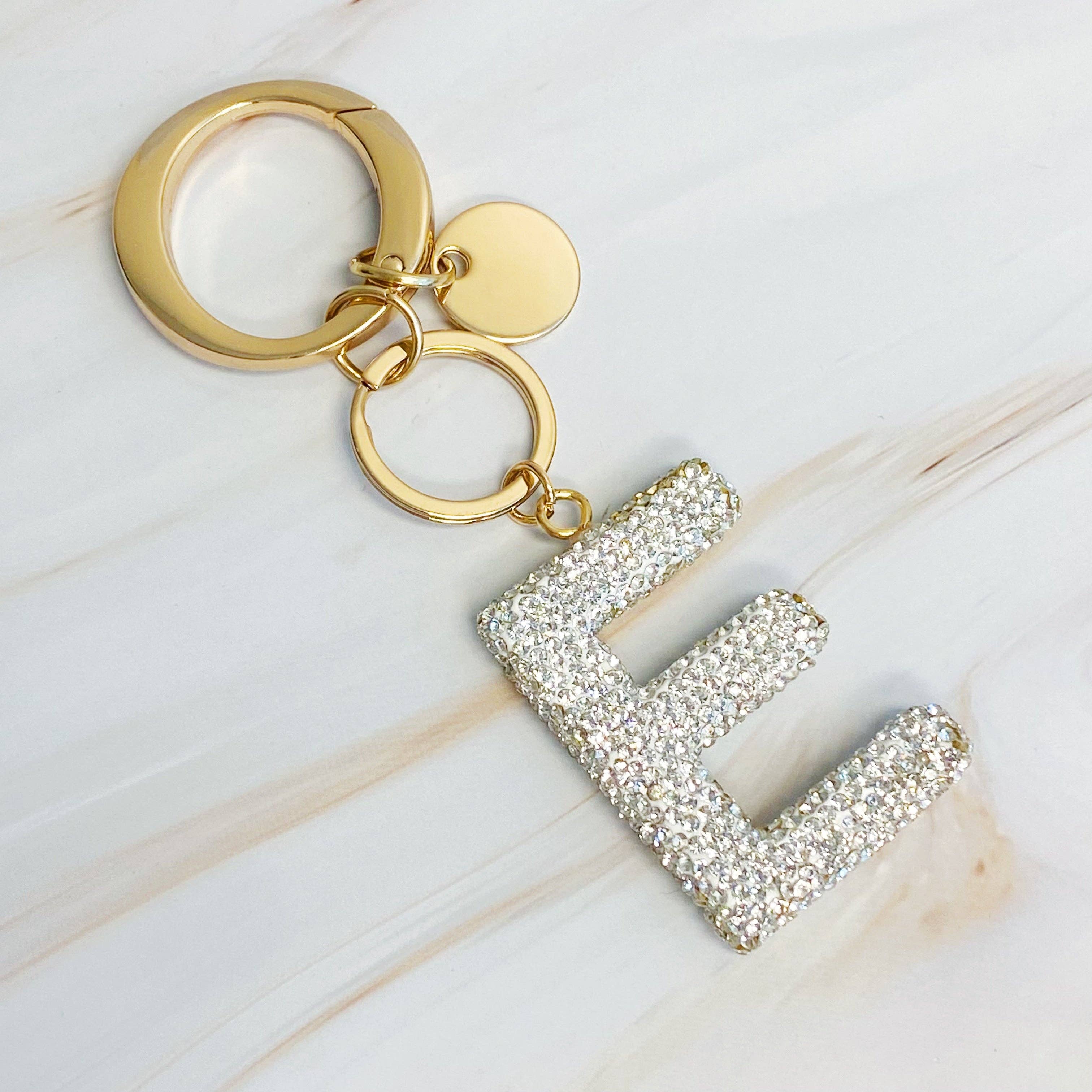 It Girl Glam Initial Key Chain: T / Crystal Clear