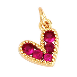 Fuchsia Pink Heart Charm For Charm Necklace & Bracelet