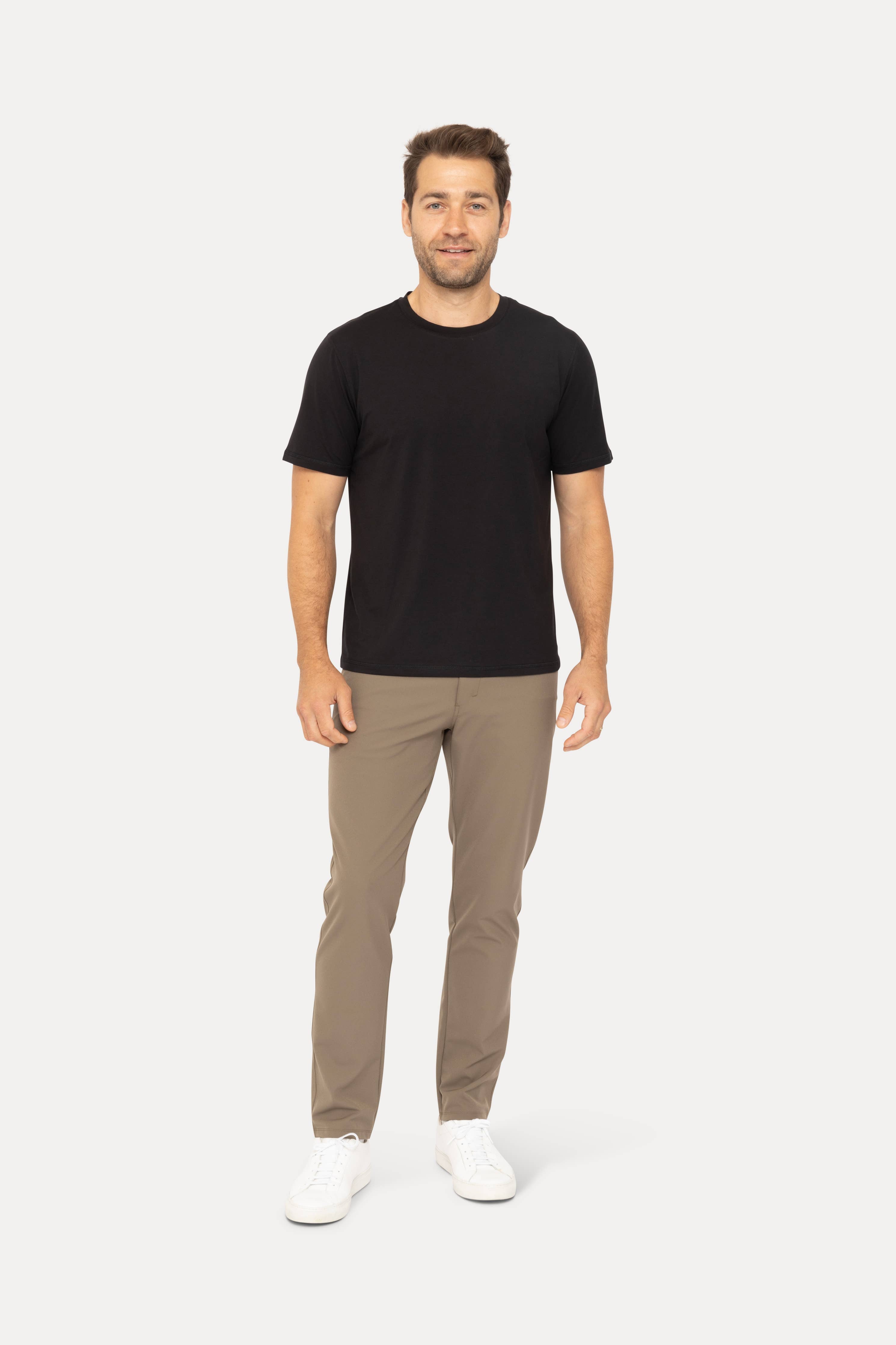 MONO B MEN - Air Essentials Crew Neck Tee: OLIVE / S:M:L