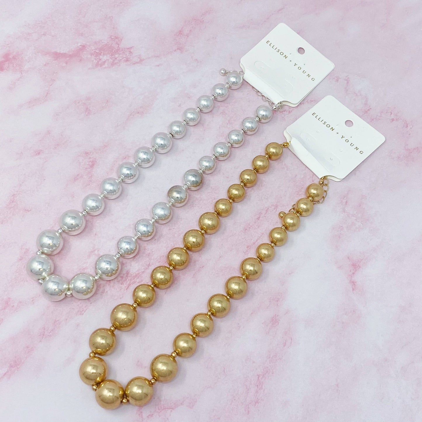 Precious Ball And Bead Necklace: Gold