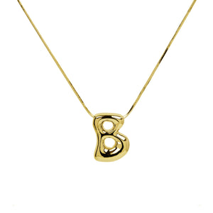 Initial Waterdrop 18K Gold Necklace: B / Smooth Gold Filled