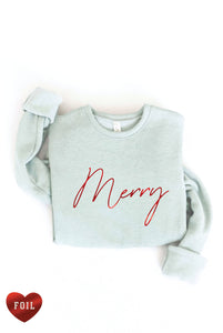 MERRY FOIL Graphic Sweatshirt: L / DARK H. SAGE