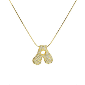 Initial Waterdrop 18K Gold Necklace: B / Smooth Gold Filled