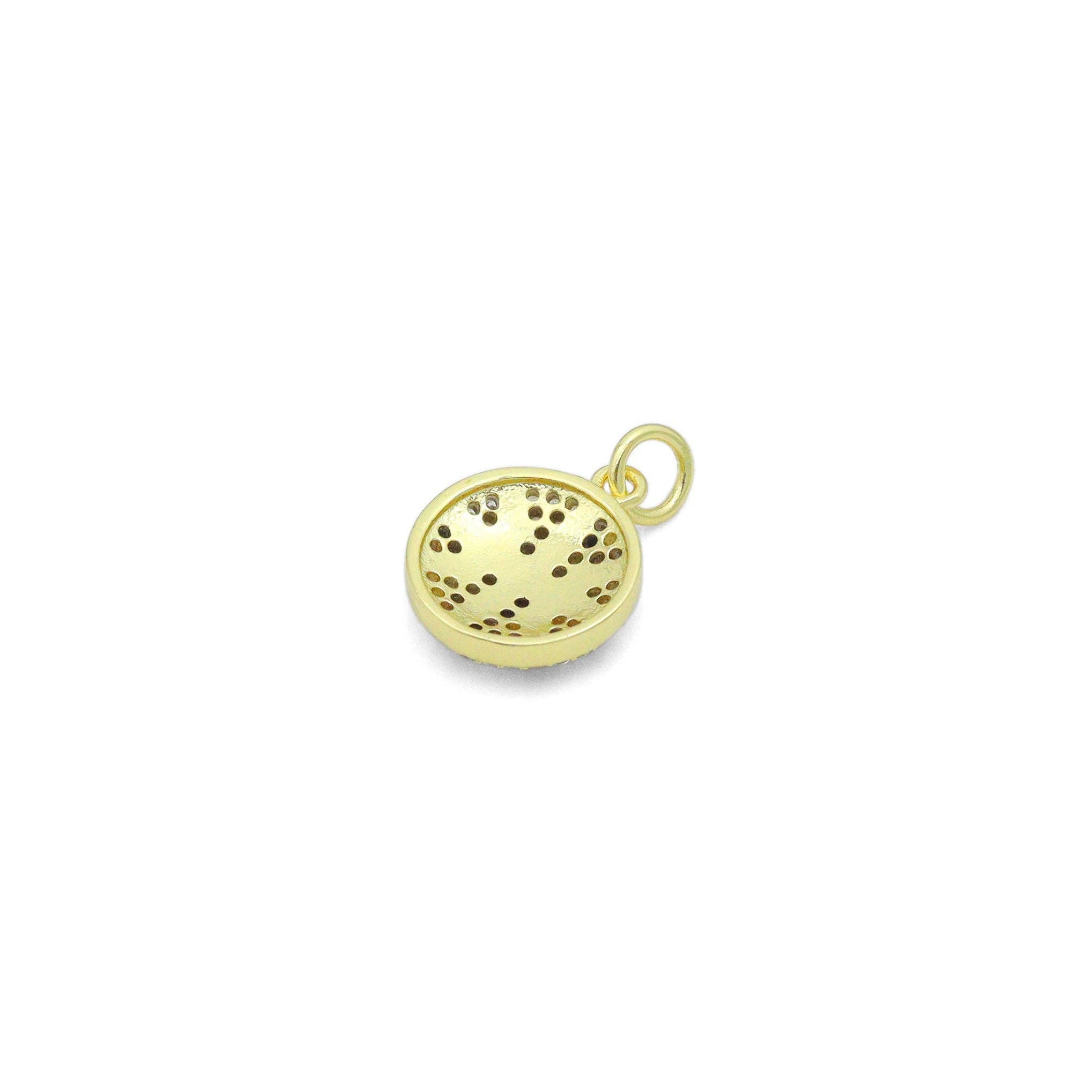 CZ Enamel Gold Basketball Charm Pendant, Sku#LK1161