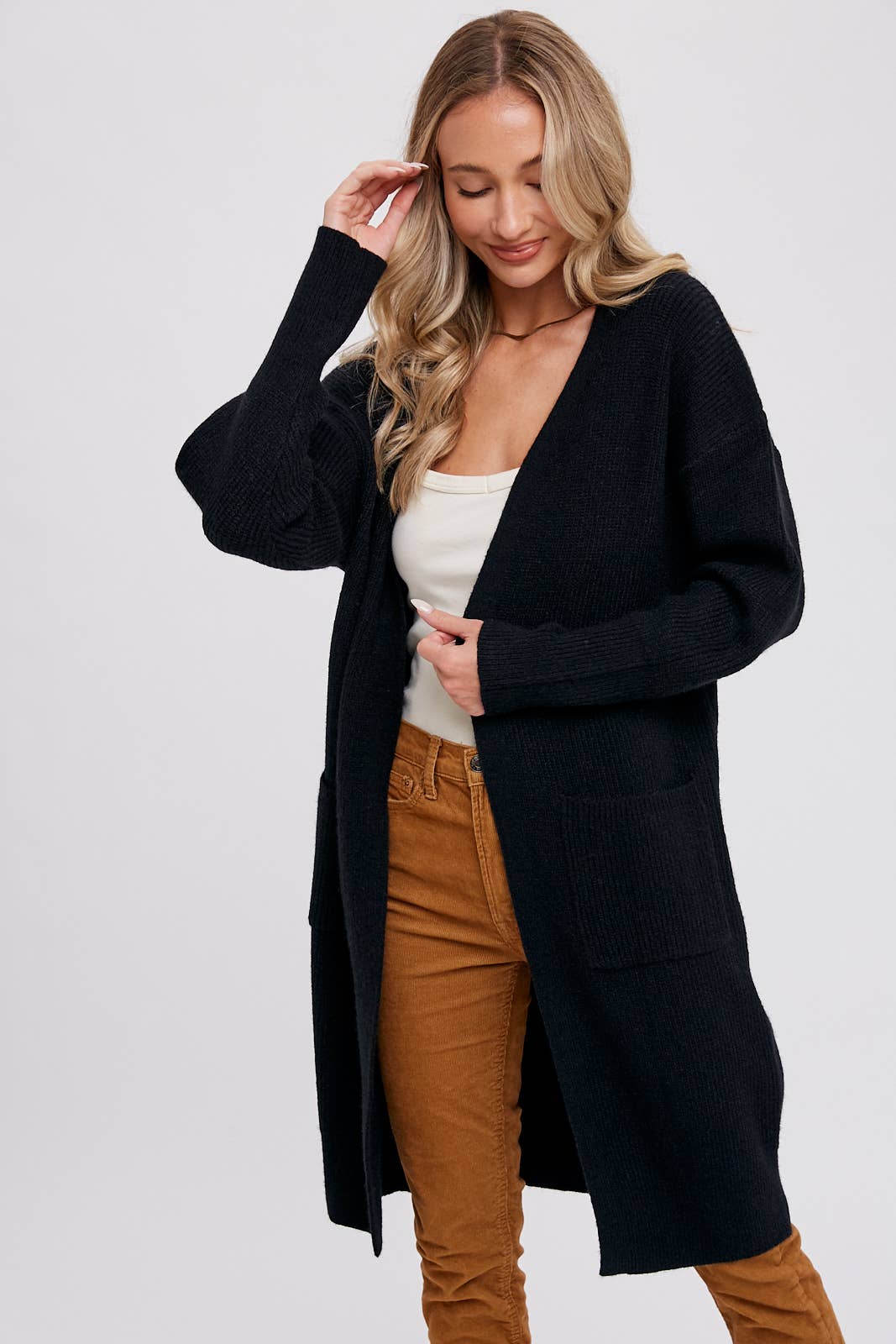 Robin - RIBBED OPEN FRONT CARDIGAN