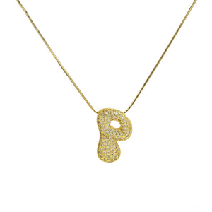 Initial Waterdrop 18K Gold Necklace: D / Smooth Gold Filled