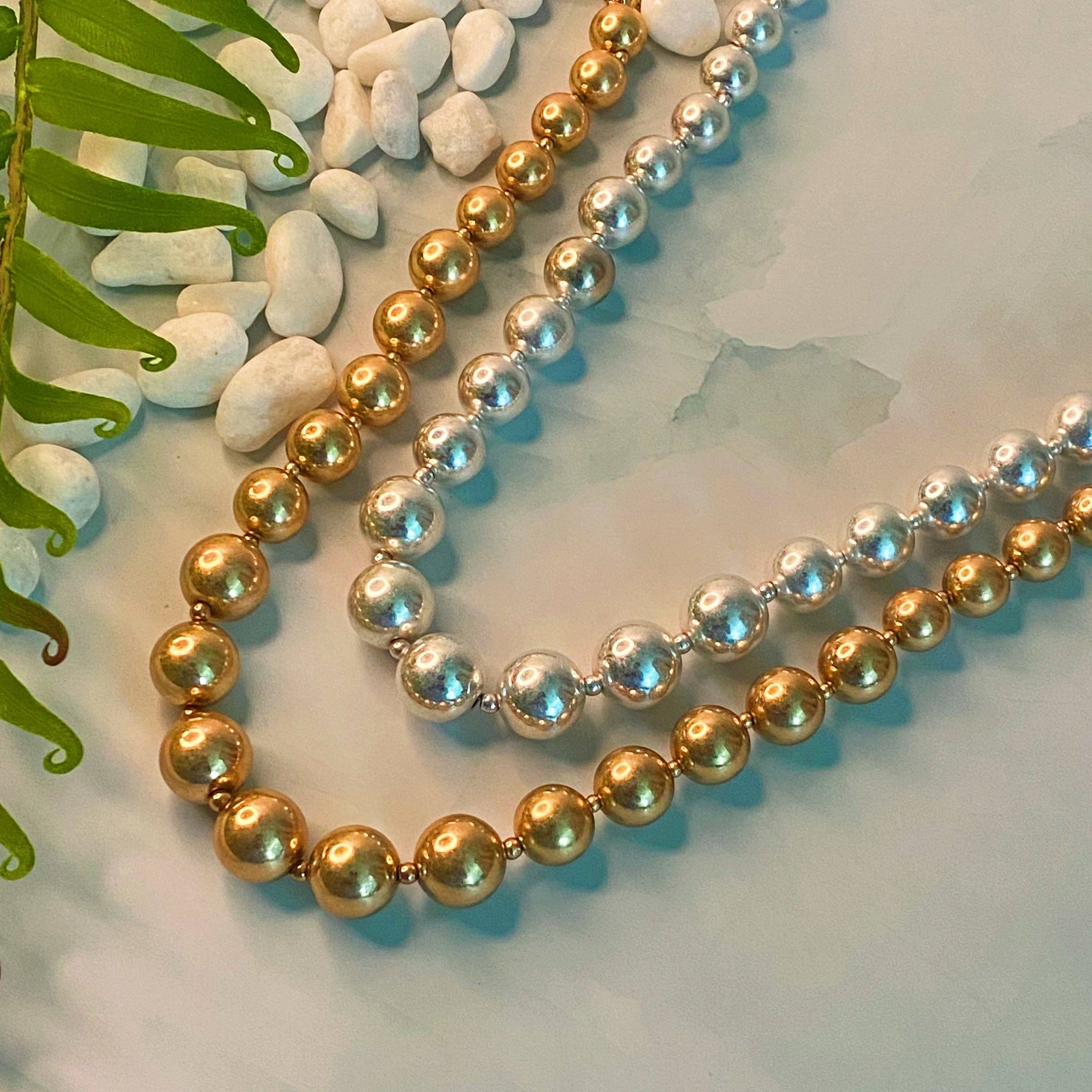 Precious Ball And Bead Necklace: Gold