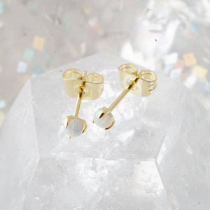 Opal Orb Solitaire Studs: Gold