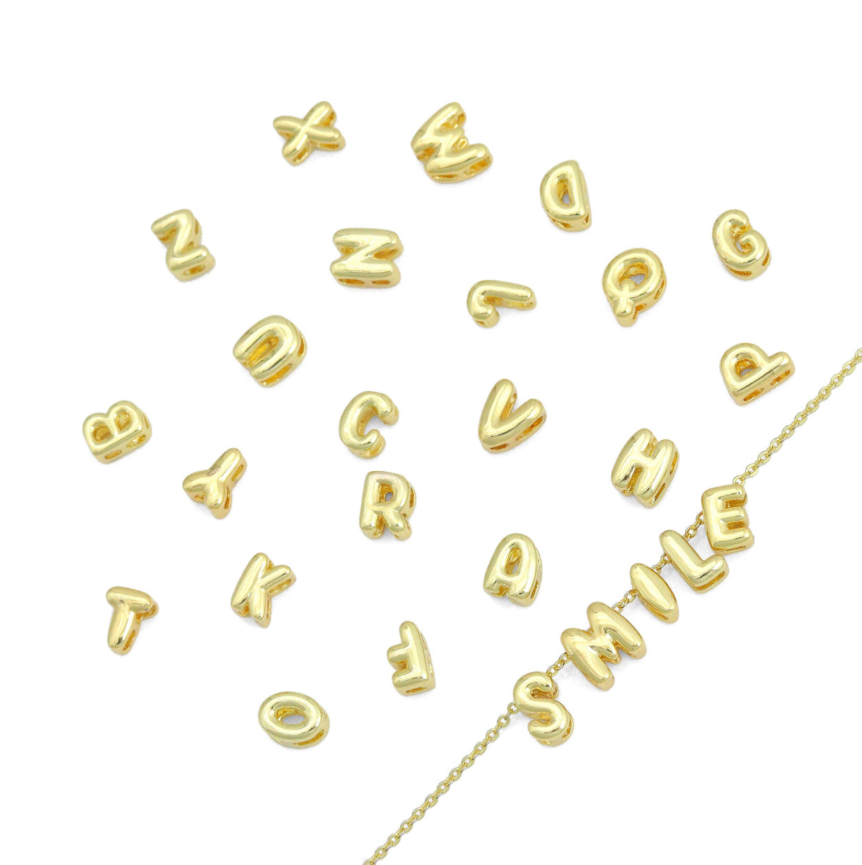 Cute Bubble Initial Charm, Alphabet Name Letter Charm: R