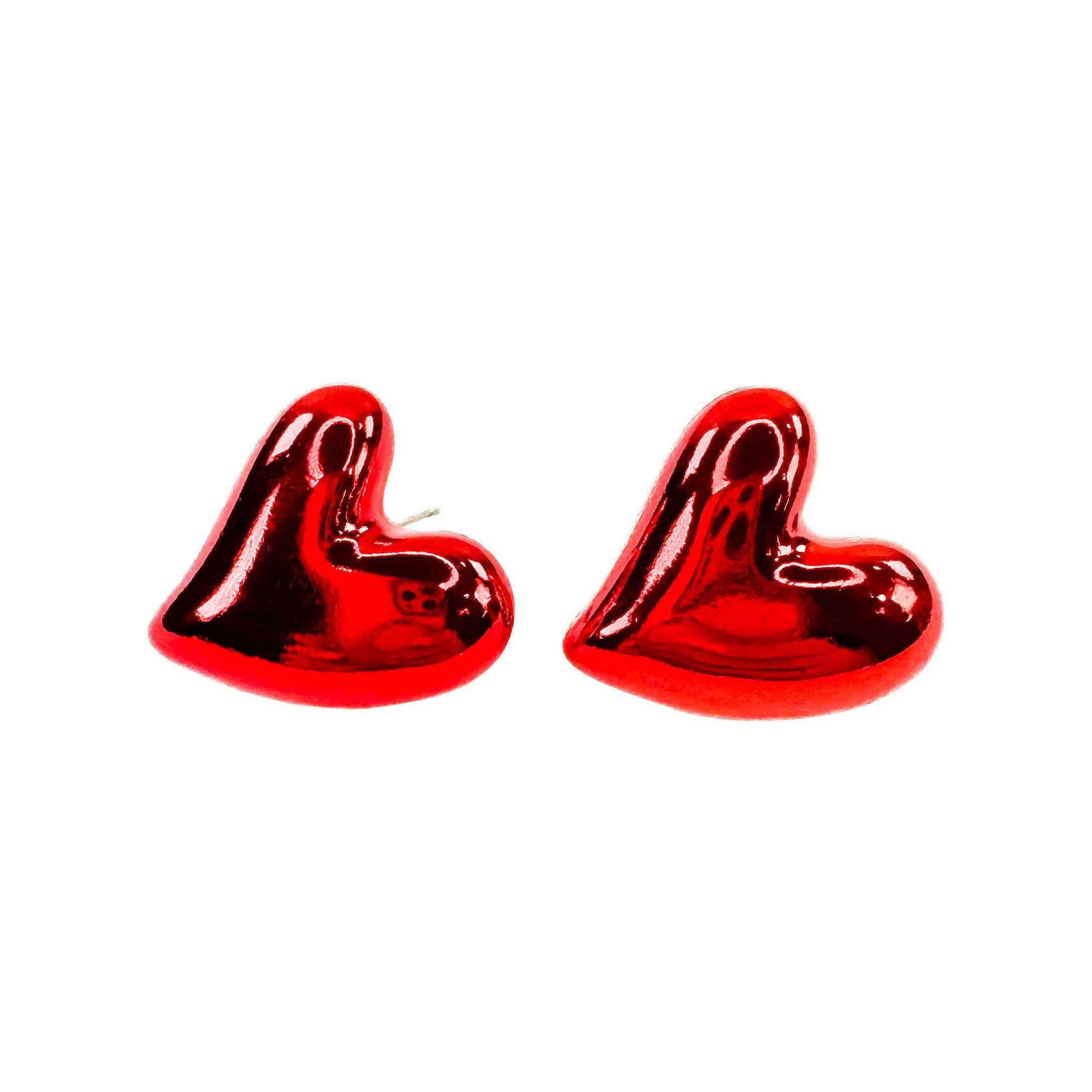 Chunky Heart Valentine Earrings: Matte Red