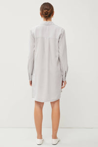 Opal - COLLARED TENCEL DRESS WITH ROLL TAB SLEEVE