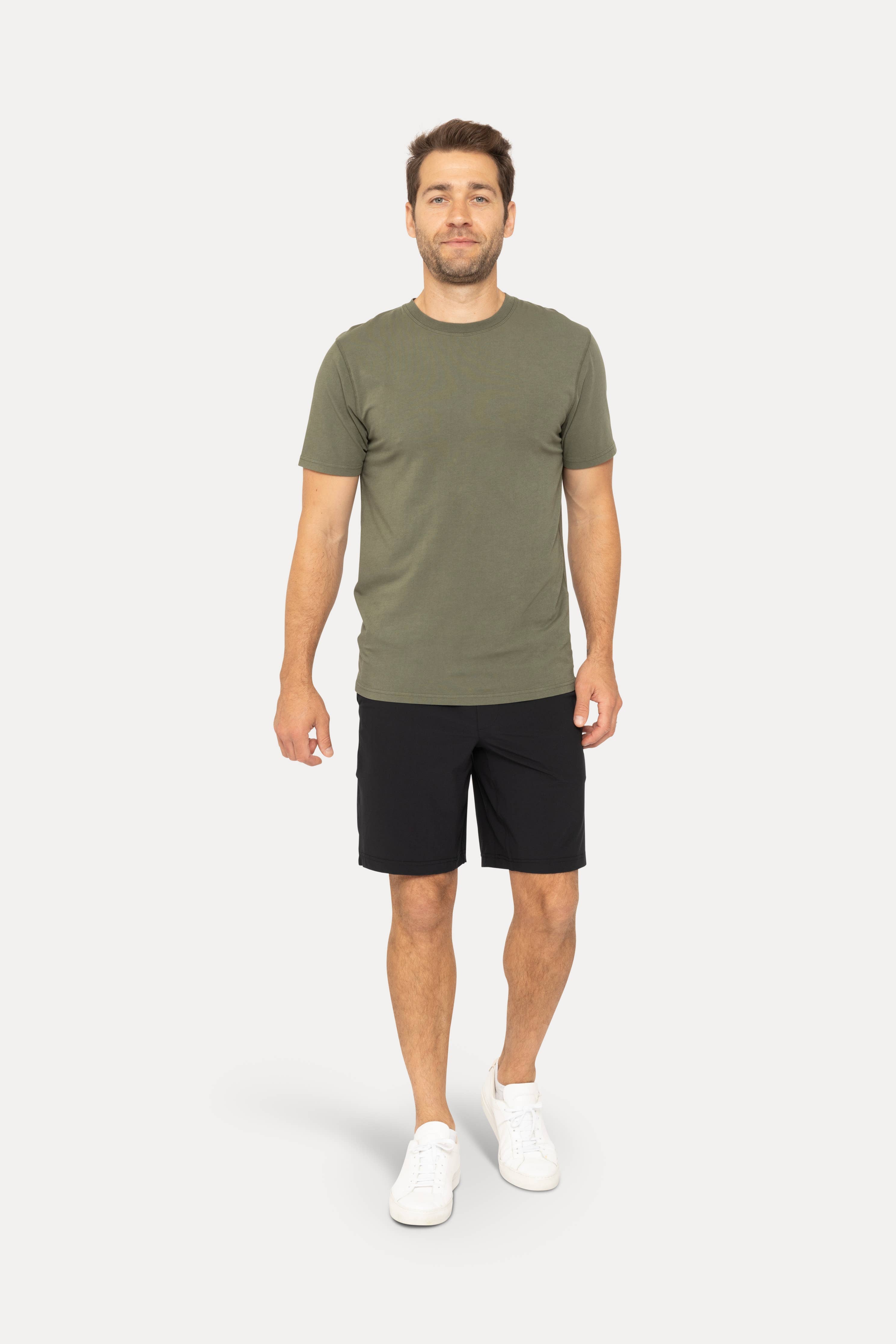 Drawstring Shorts with Pockets: BLACK OLIVE / S:M:L:XL