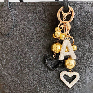 It Girl Glam Initial Key Chain: J / Black Diamonds