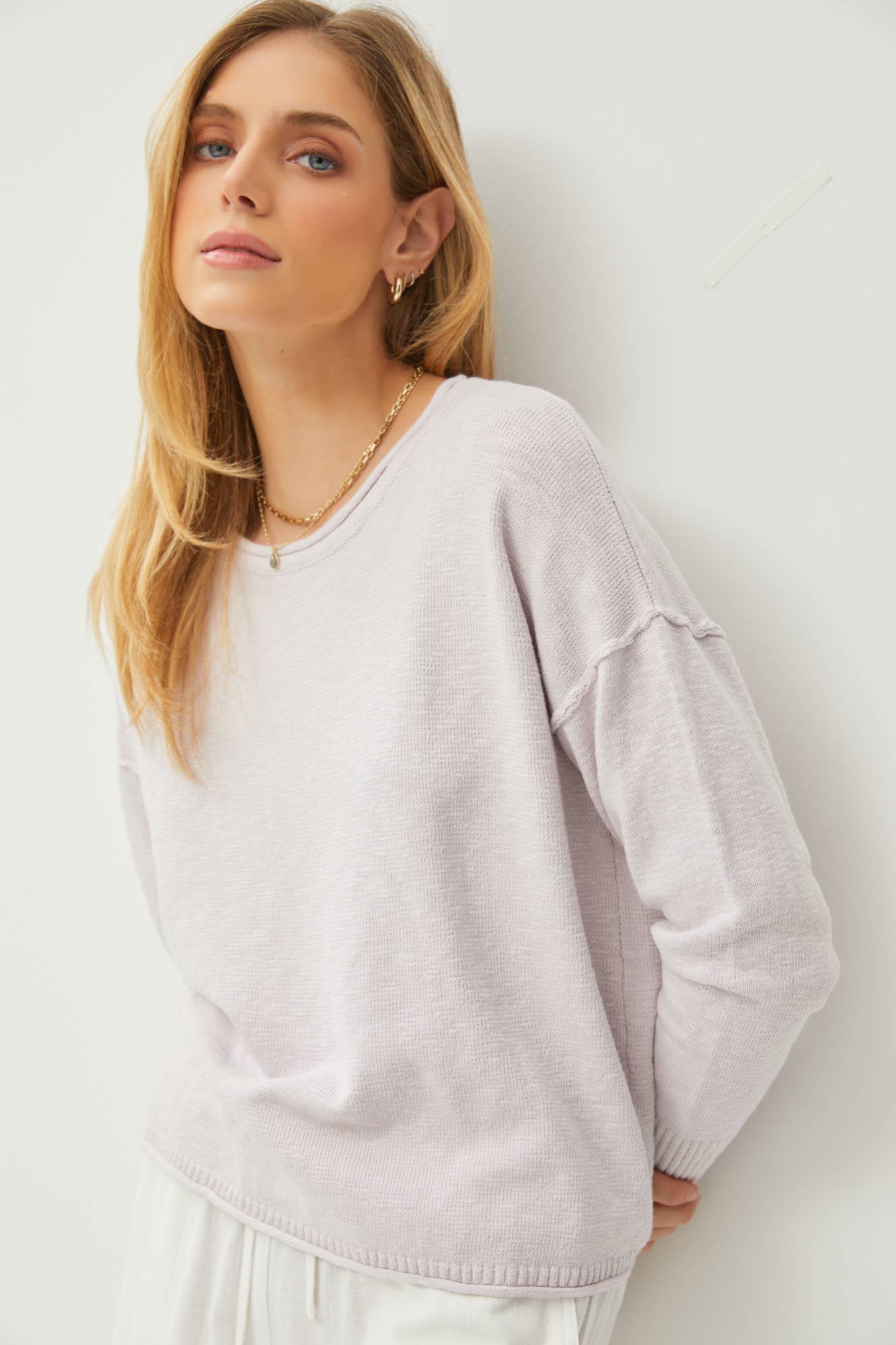 Lexi - INSIDE OUT DROP SHOULDER PULLOVER SWEATER