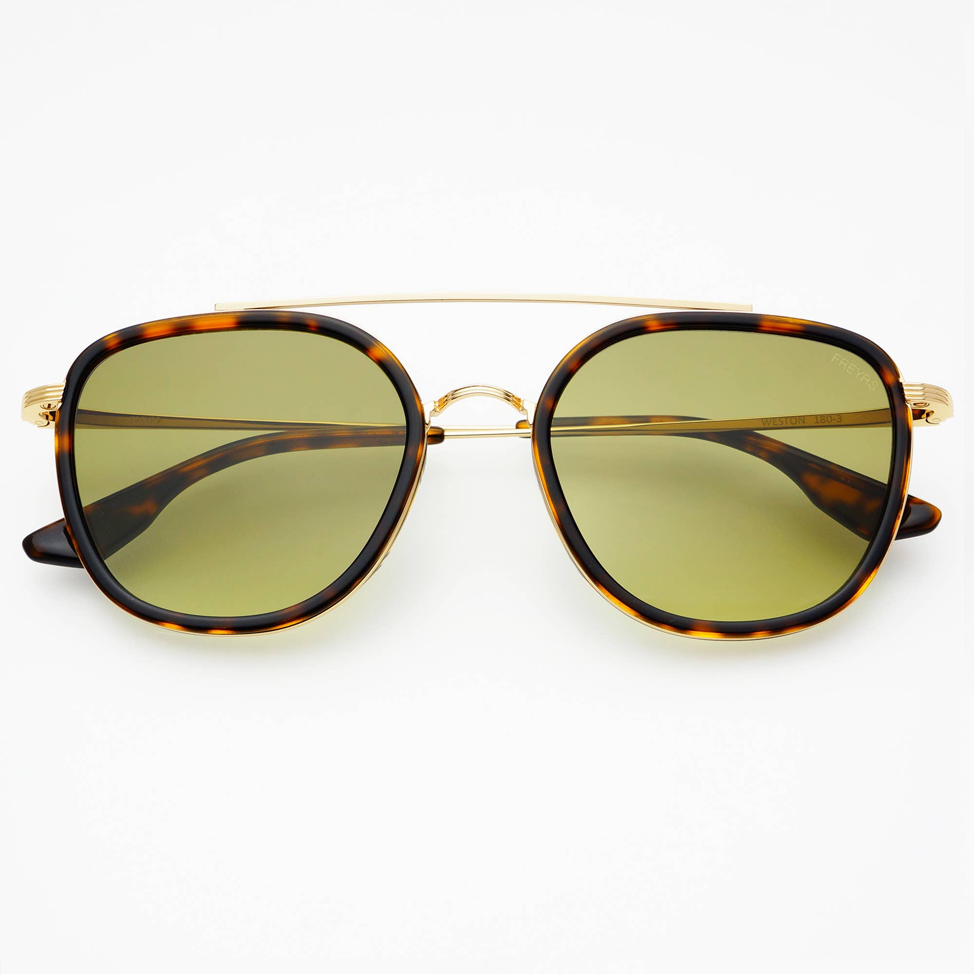 Weston Acetate Round Unisex Sunglasses: Tortoise / Fade Green