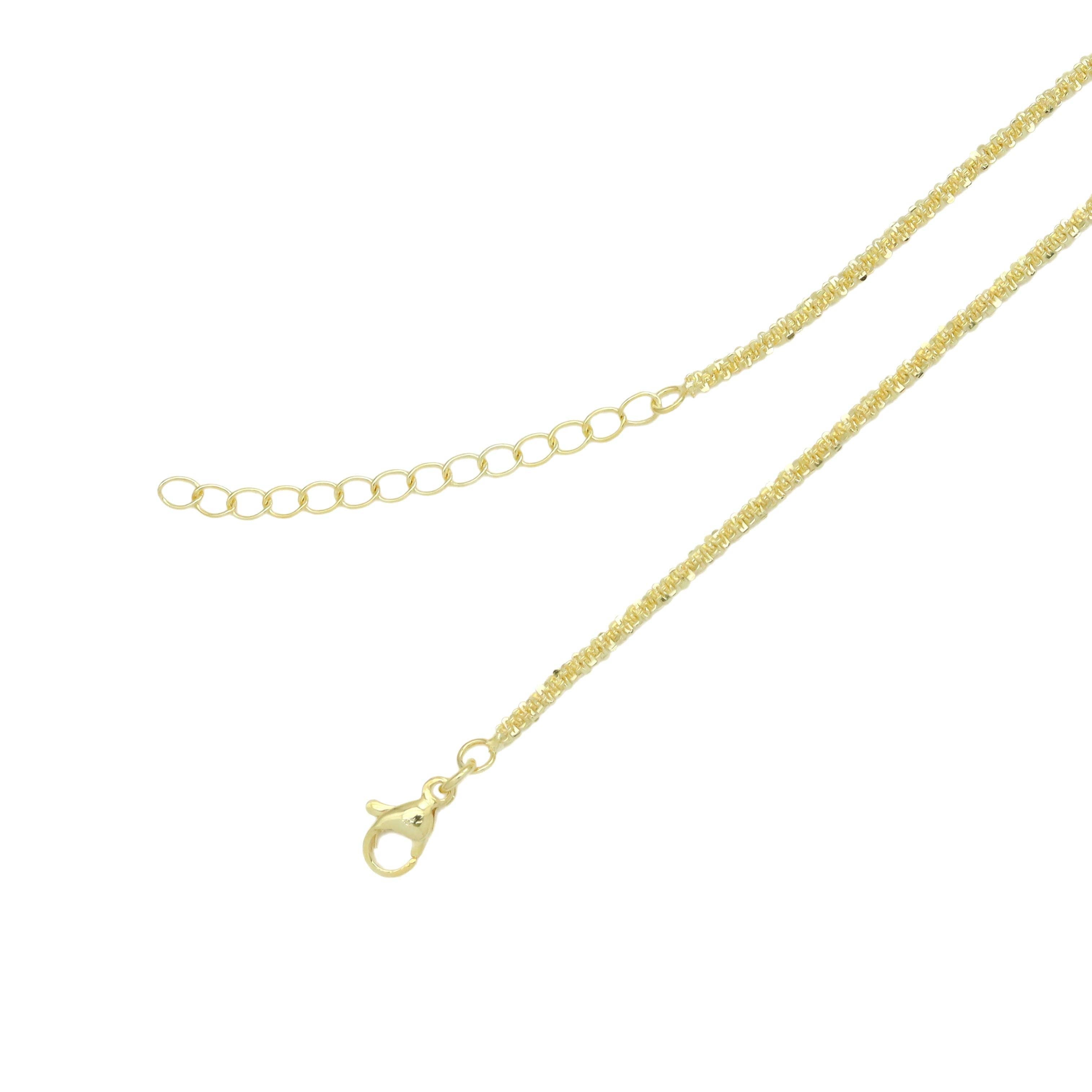 Gold Silver Sparkle Chain Necklace, Sku#LD592: Gold