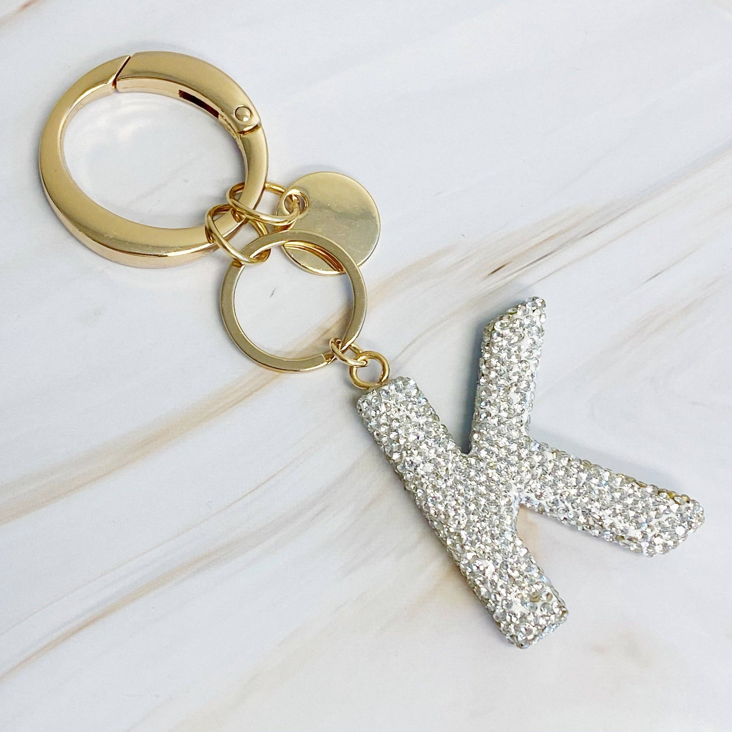 It Girl Glam Initial Key Chain: R / Crystal Clear