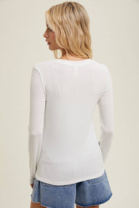 ROUND NECK FITTED RIBBED KNIT TOP / WL24-9450: IVORY / S:M:L