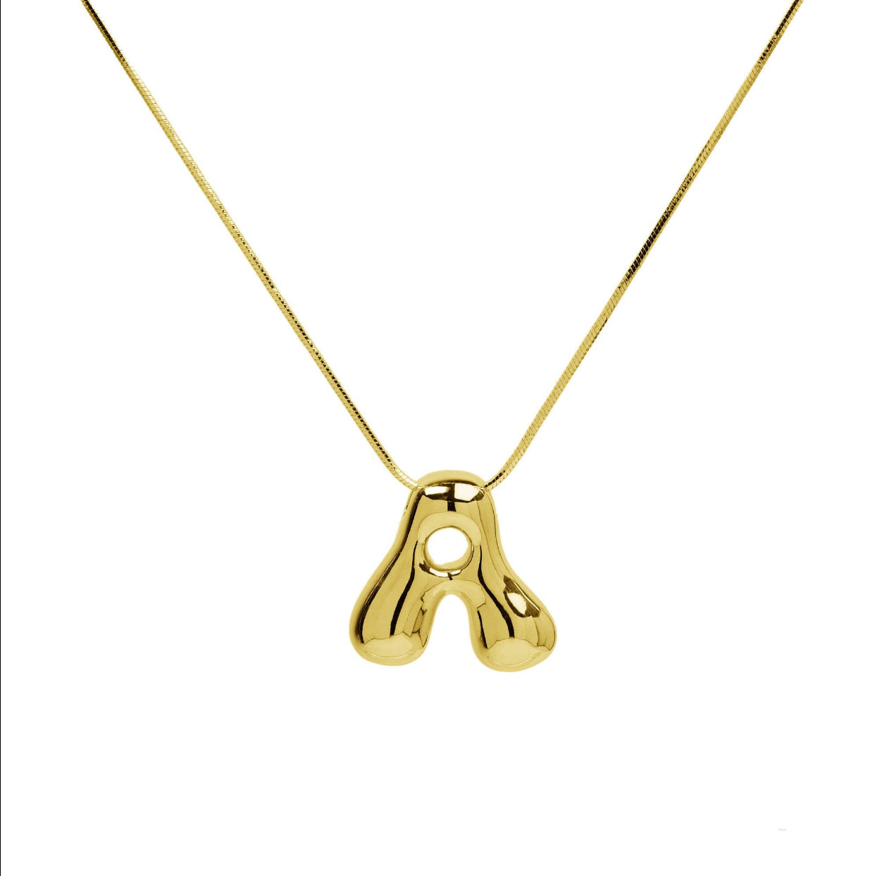 Initial Waterdrop 18K Gold Necklace: H / Smooth Gold Filled